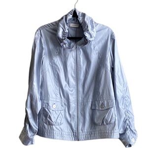 Chico’s Silver Metallic Bomber Jacket size 2 L Large